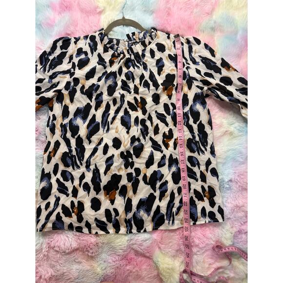 SHEIN Leopard Print Long Sleeve Blouse Neutral Size L - Picture 9 of 10